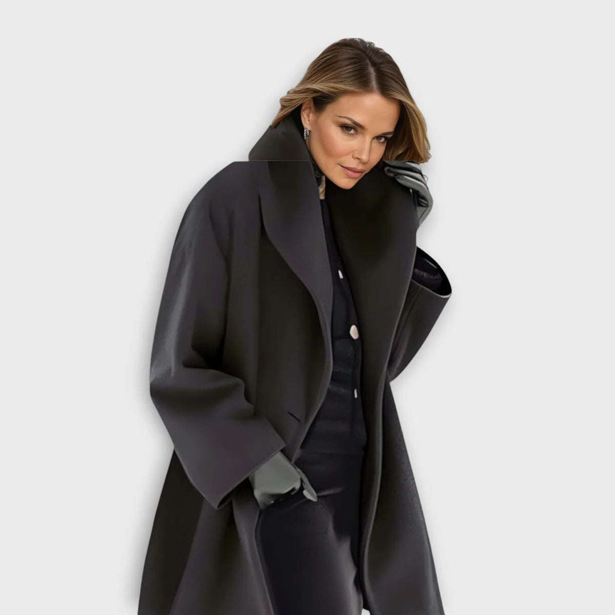 Elegant Windproof Wool Coat for Women