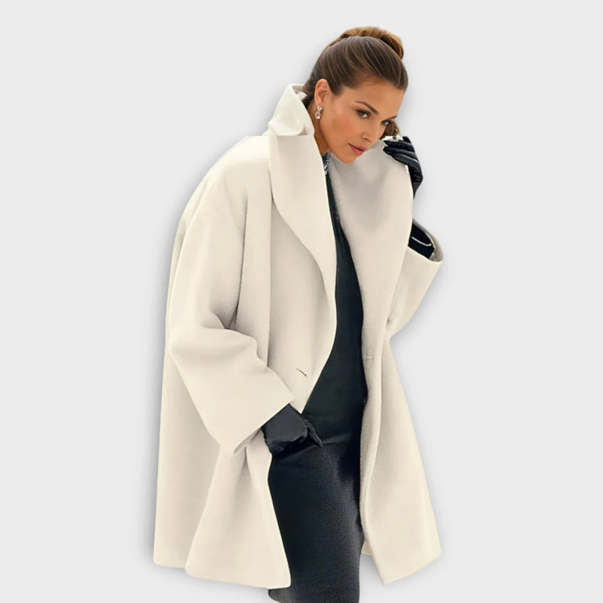 Elegant Windproof Wool Coat for Women