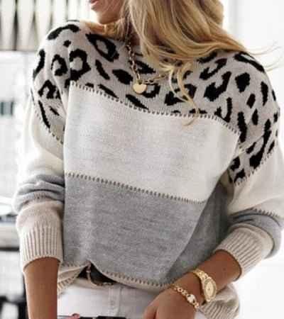 Women’s Leopard Print Colorblock Sweater