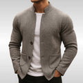 Men's Blazer with Mandarin Collar and Button-Front Closure and Patch Pockets