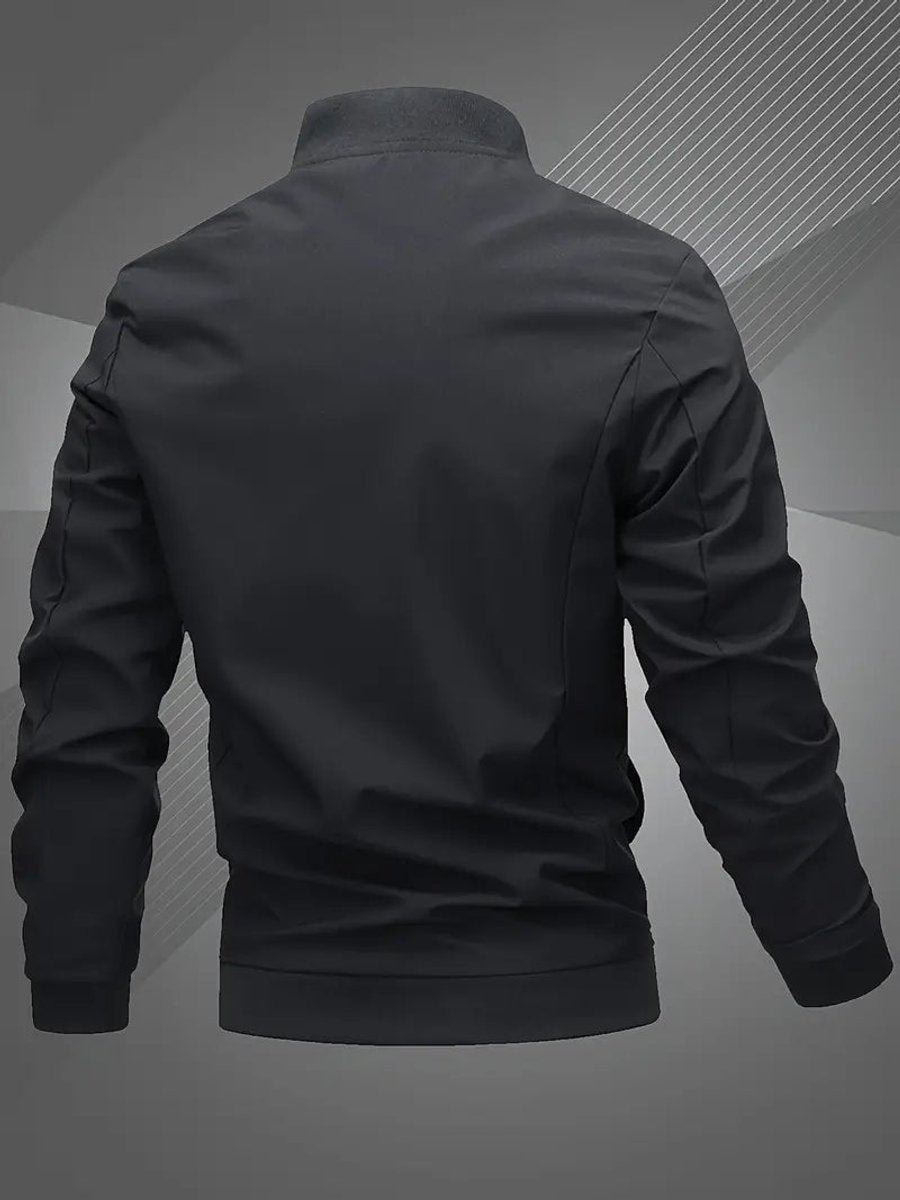 Men's Bomber Jacket with Zip-Up Closure, Baseball Collar and Ribbed Cuffs