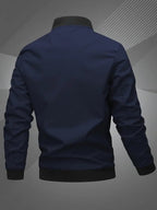 Men's Bomber Jacket with Zip-Up Closure, Baseball Collar and Ribbed Cuffs