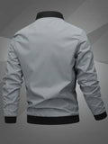 Men's Bomber Jacket with Zip-Up Closure, Baseball Collar and Ribbed Cuffs