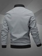 Men's Bomber Jacket with Zip-Up Closure, Baseball Collar and Ribbed Cuffs