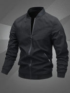 Men's Bomber Jacket with Zip-Up Closure, Baseball Collar and Ribbed Cuffs