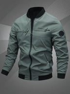 Men's Bomber Jacket with Zip-Up Closure, Baseball Collar and Ribbed Cuffs