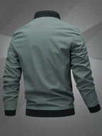 Men's Bomber Jacket with Zip-Up Closure, Baseball Collar and Ribbed Cuffs