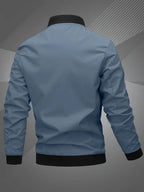 Men's Bomber Jacket with Zip-Up Closure, Baseball Collar and Ribbed Cuffs