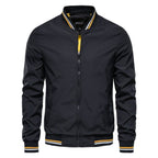 Men's Bomber Jacket with Zip-Up Closure, Ribbed Collar and Cuffs