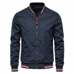 Men's Bomber Jacket with Zip-Up Closure, Ribbed Collar and Cuffs