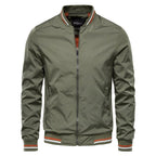 Men's Bomber Jacket with Zip-Up Closure, Ribbed Collar and Cuffs