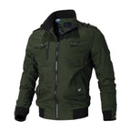 Men's Bomber Jacket with Zip-Up Closure, Ribbed Cuffs and Multiple Pockets