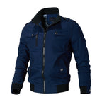 Men's Bomber Jacket with Zip-Up Closure, Ribbed Cuffs and Multiple Pockets