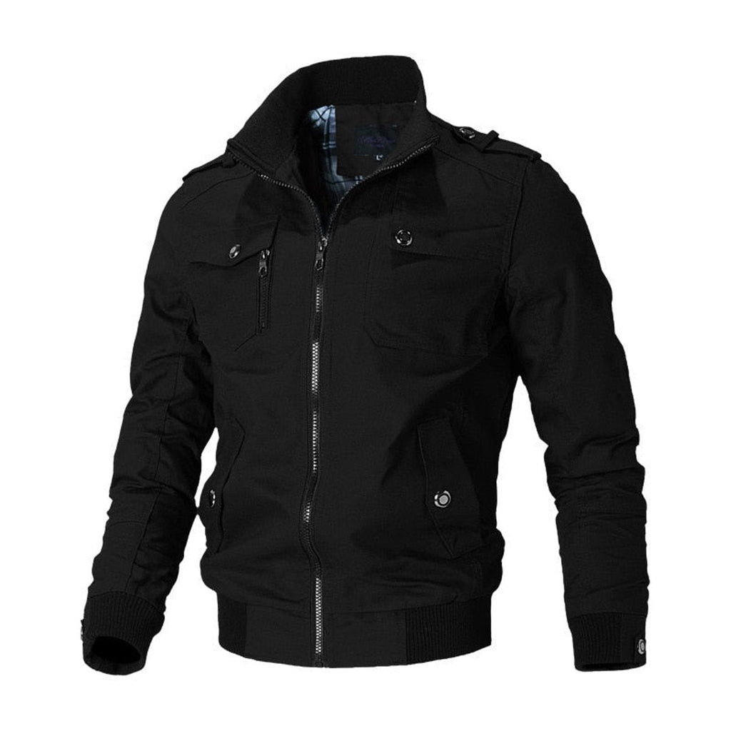 Men's Bomber Jacket with Zip-Up Closure, Ribbed Cuffs and Multiple Pockets