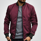 Men's Bomber Jacket with Zip-Up Closure, Ribbed Cuffs and Stand Collar