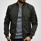 Men's Bomber Jacket with Zip-Up Closure, Ribbed Cuffs and Stand Collar