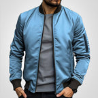 Men's Bomber Jacket with Zip-Up Closure, Ribbed Cuffs and Stand Collar