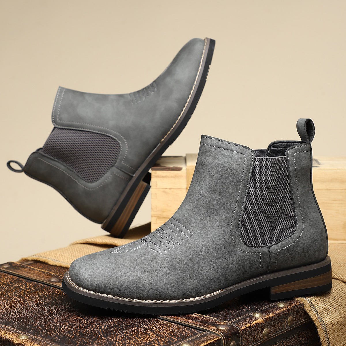 Men's Chelsea Boots with Slip-On Closure, Ankle Height and Elastic Side Panels