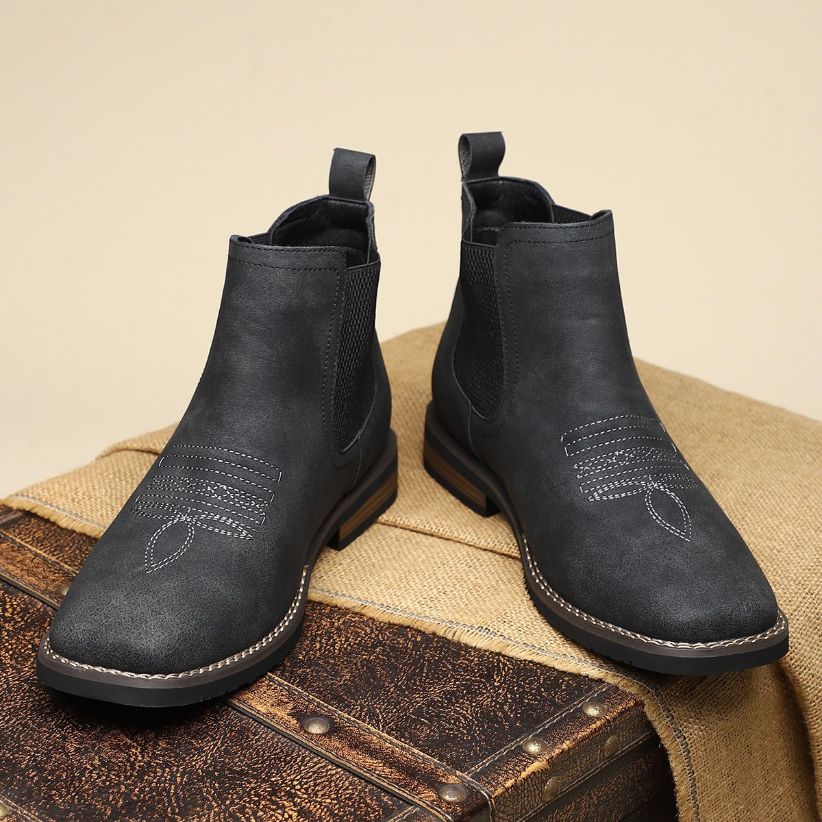 Men's Chelsea Boots with Slip-On Closure, Ankle Height and Elastic Side Panels
