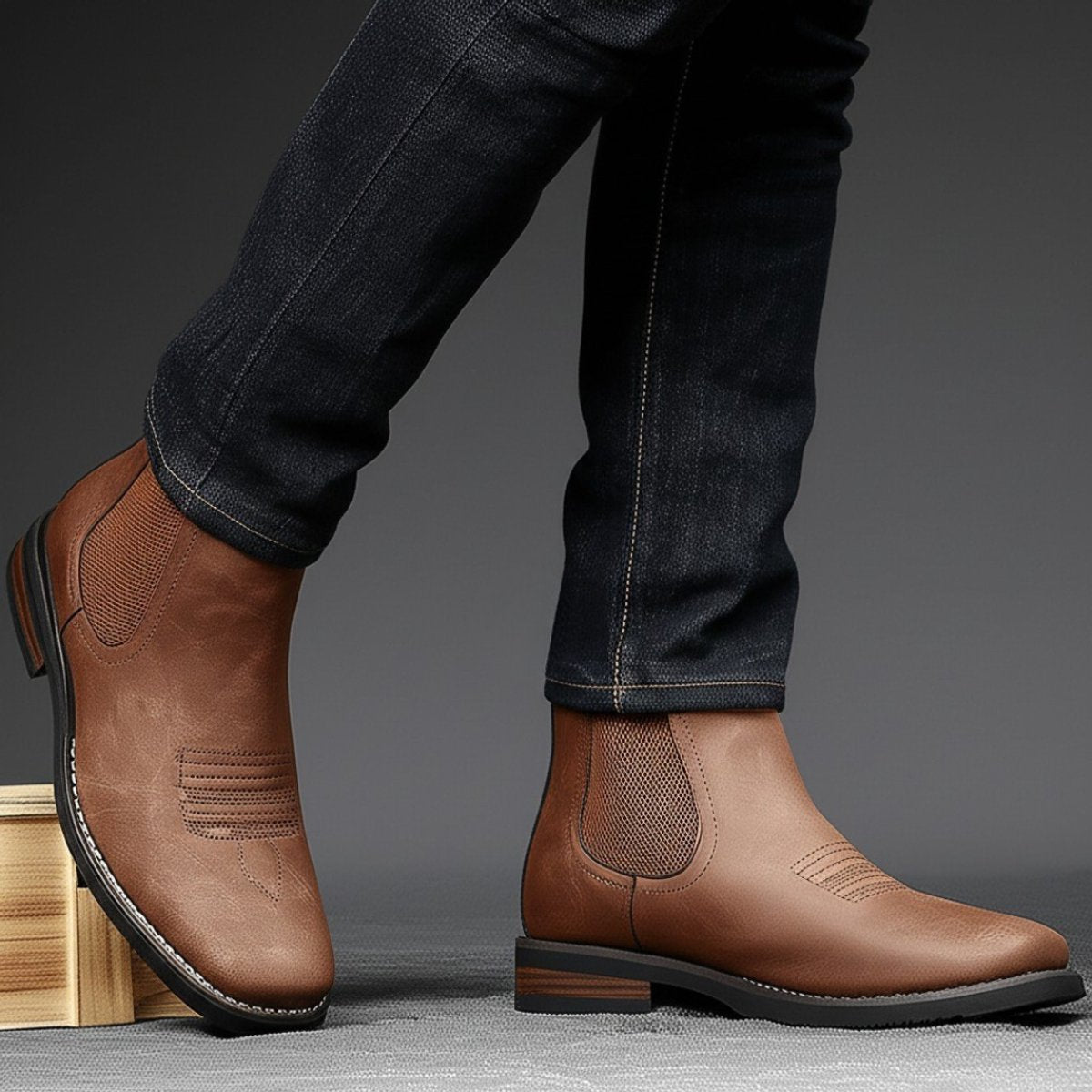 Men's Chelsea Boots with Slip-On Closure, Ankle Height and Elastic Side Panels