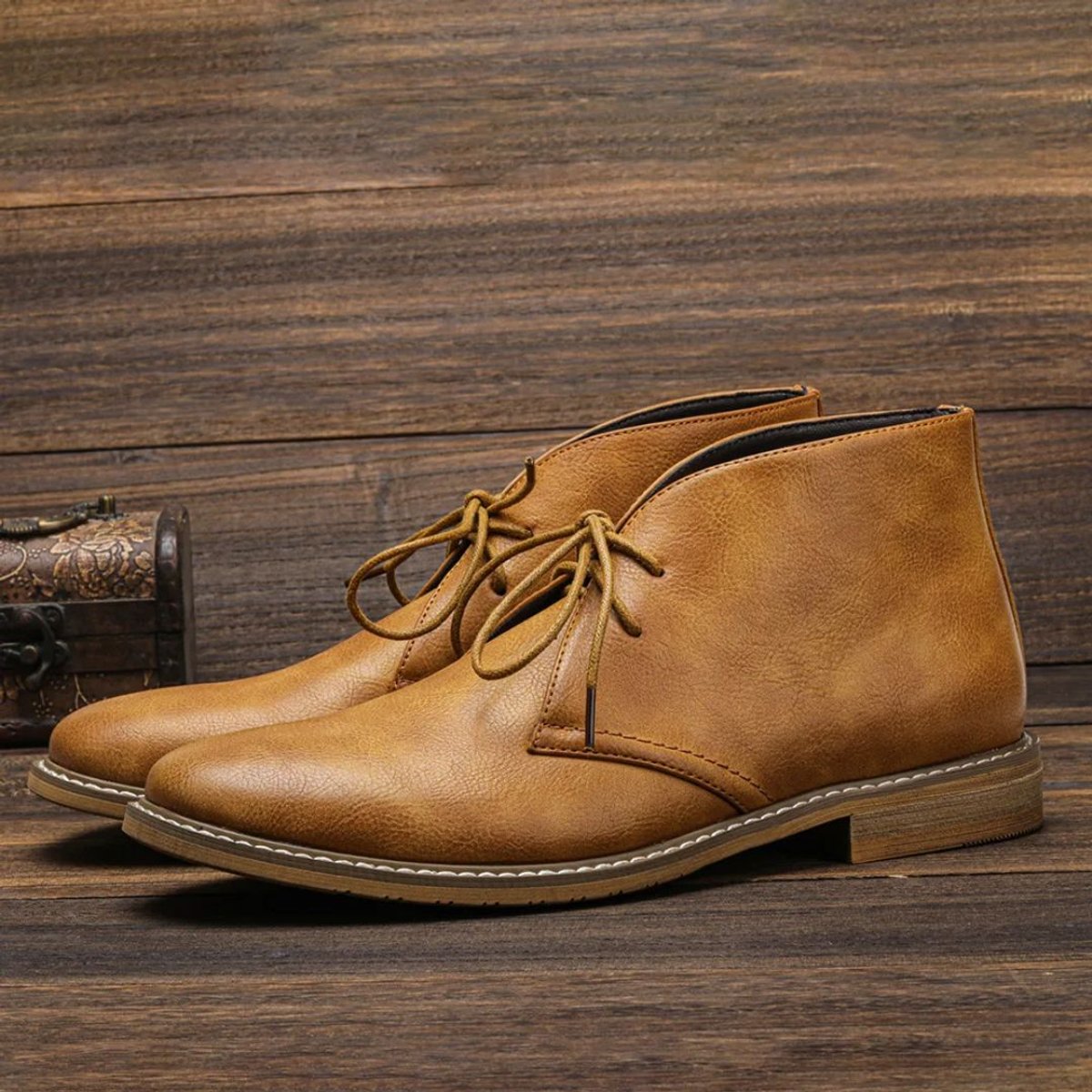 Men's Chukka Boots with Lace-Up Closure, Ankle Height and Low Heel