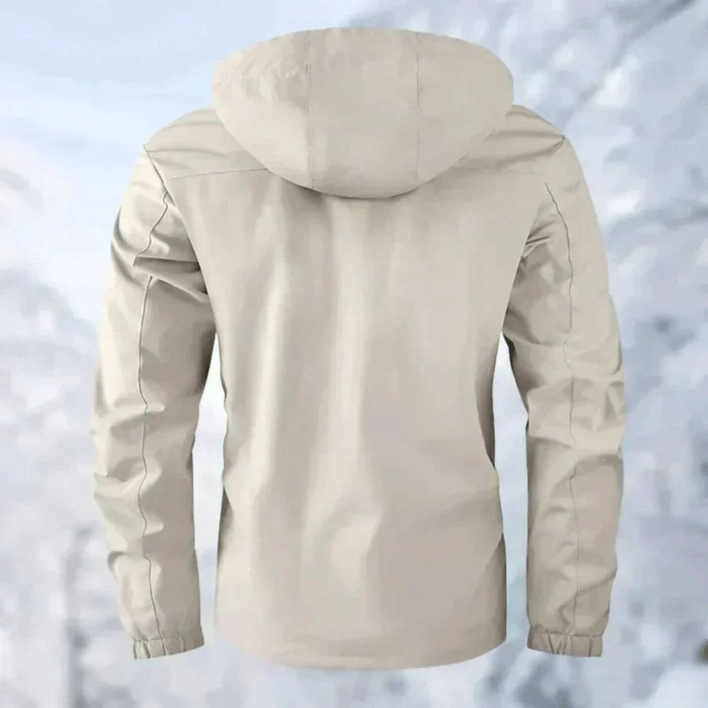 Men's Hooded Quilted Parka with Multiple Pockets and Snap-Button Closure