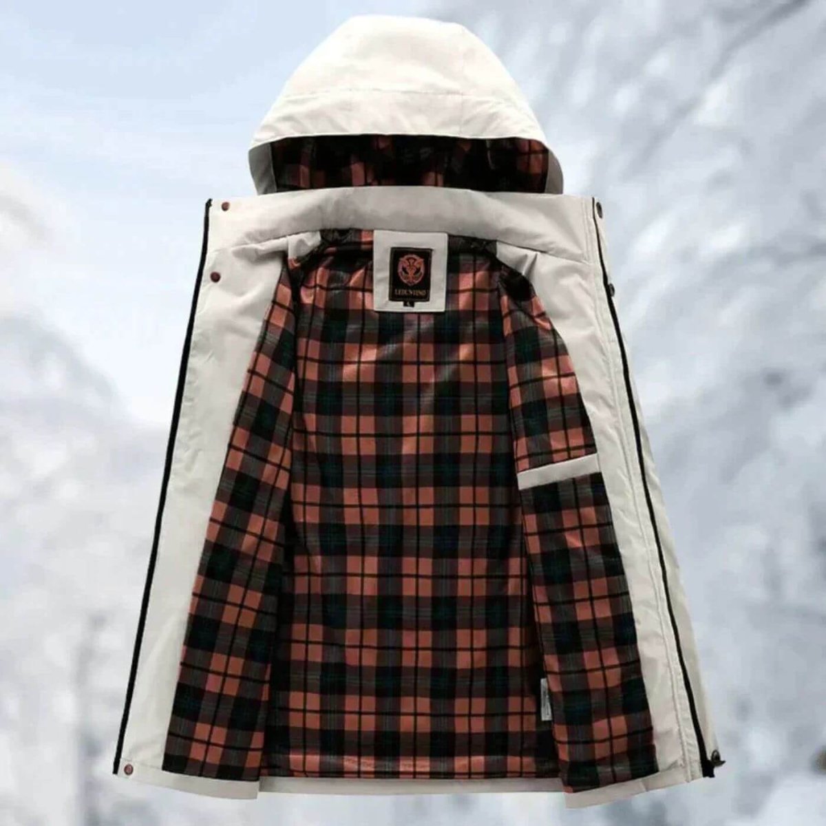 Men's Hooded Quilted Parka with Multiple Pockets and Snap-Button Closure