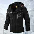 Men's Hooded Quilted Parka with Multiple Pockets and Snap-Button Closure