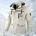 Men's Hooded Quilted Parka with Multiple Pockets and Snap-Button Closure