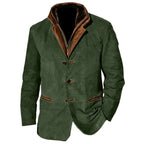 Men's Jacket with Button Up Closure and Notched Collar