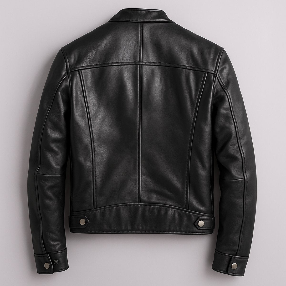 Men's Moto Jacket with Stand Collar and Multiple Zip Pockets