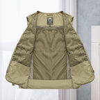 Men's Multi-Pocket Fishing Vest with Mesh Back and Zip Front