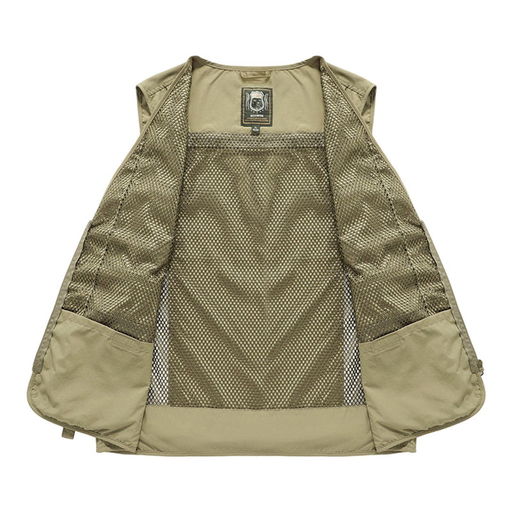 Men's Multi-Pocket Fishing Vest with Mesh Back and Zip Front
