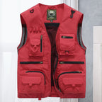 Men's Multi-Pocket Fishing Vest with Mesh Back and Zip Front