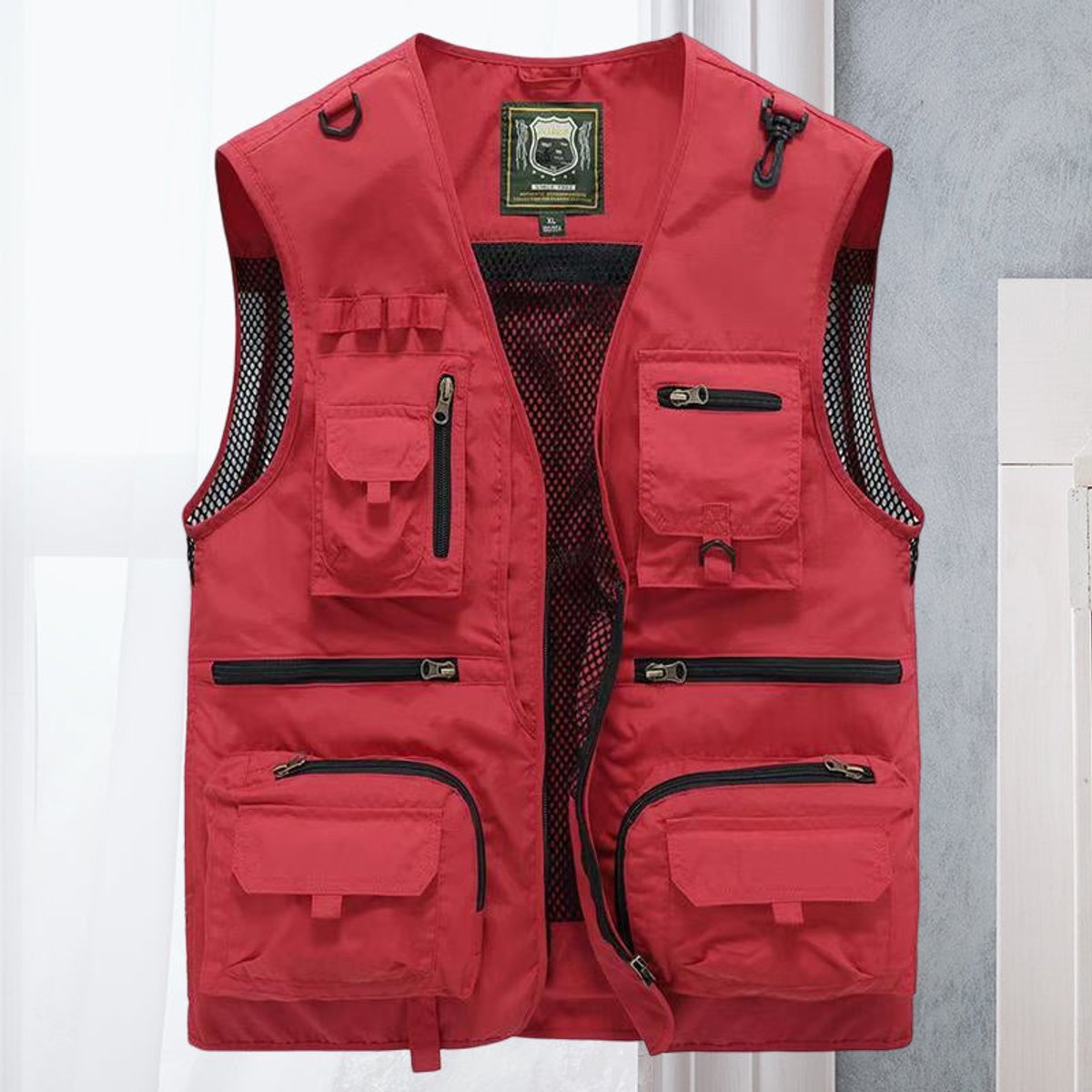 Men's Multi-Pocket Fishing Vest with Mesh Back and Zip Front