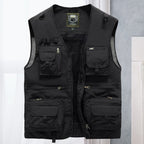 Men's Multi-Pocket Fishing Vest with Mesh Back and Zip Front
