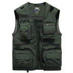 Men's Multi-Pocket Fishing Vest with Mesh Back and Zip Front