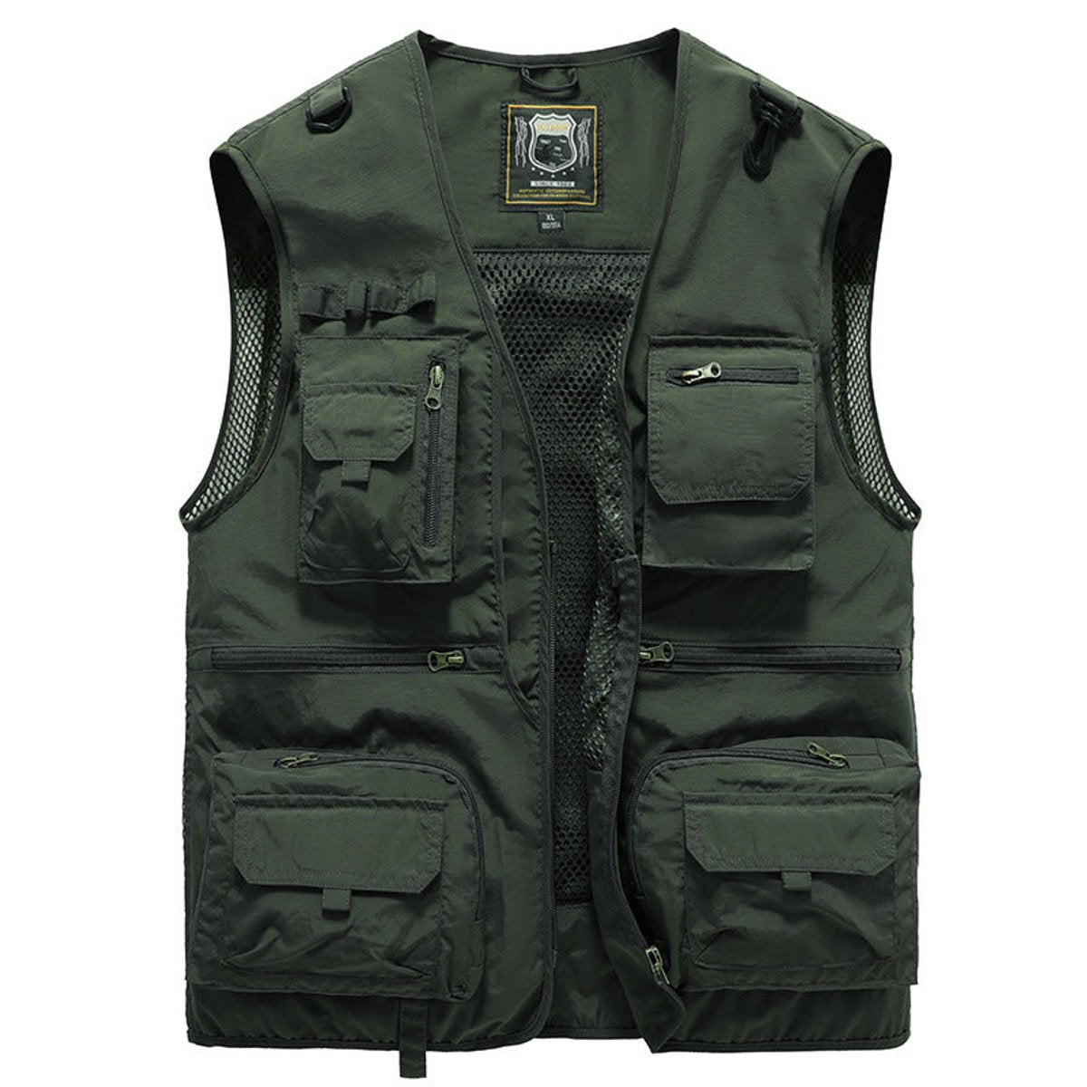 Men's Multi-Pocket Fishing Vest with Mesh Back and Zip Front