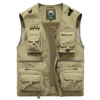 Men's Multi-Pocket Fishing Vest with Mesh Back and Zip Front