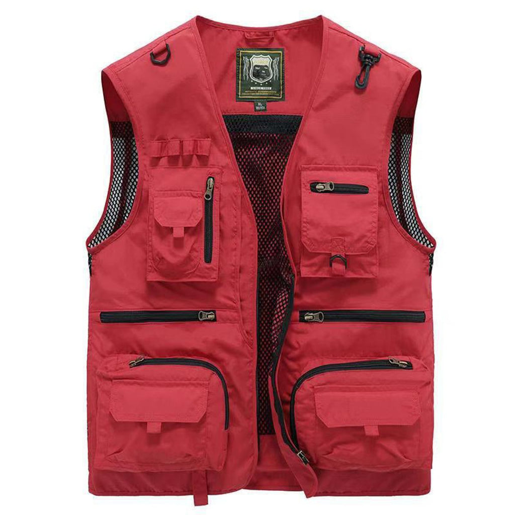 Men's Multi-Pocket Fishing Vest with Mesh Back and Zip Front