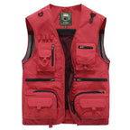 Men's Multi-Pocket Fishing Vest with Mesh Back and Zip Front