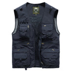 Men's Multi-Pocket Fishing Vest with Mesh Back and Zip Front