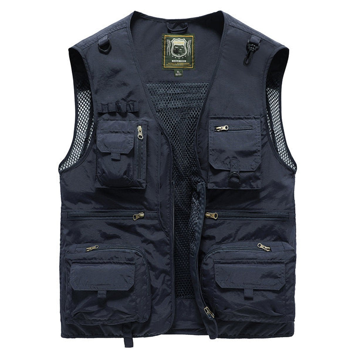 Men's Multi-Pocket Fishing Vest with Mesh Back and Zip Front
