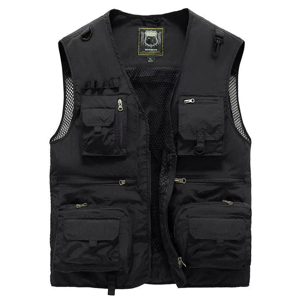 Men's Multi-Pocket Fishing Vest with Mesh Back and Zip Front
