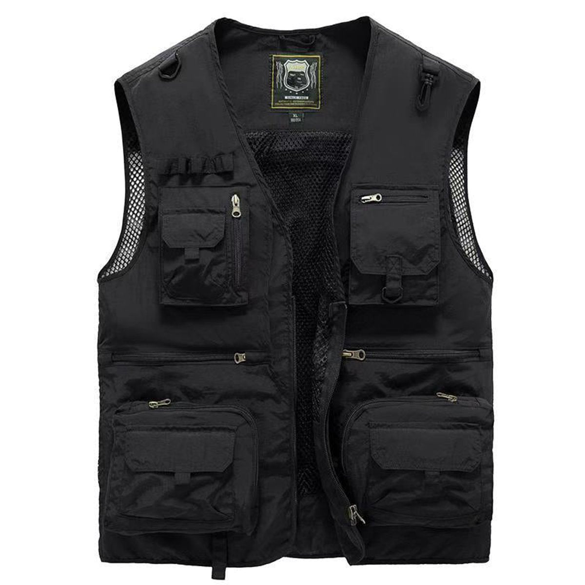Men's Multi-Pocket Fishing Vest with Mesh Back and Zip Front