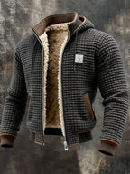 Men's Quilted Jacket with Sherpa Lining and Full-Zip Hooded Design