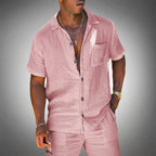 Men's Short Sleeve Shirt with Button Front and Chest Pocket