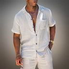 Men's Short Sleeve Shirt with Button Front and Chest Pocket