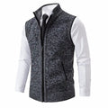 Men's Sweater Vest with Zip-Up Closure and Stand Collar