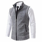 Men's Sweater Vest with Zip-Up Closure and Stand Collar